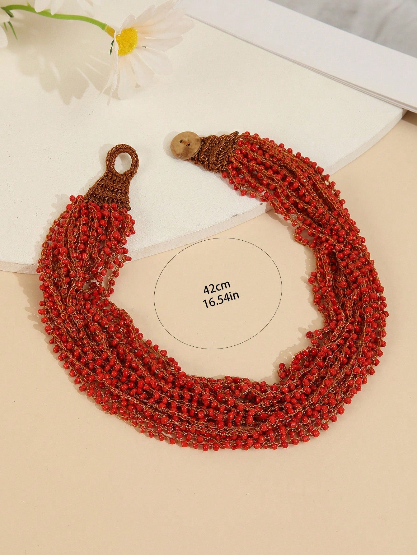 قلادة محبوكة ومزينة بالخرز مصنوعة يدوياً، بأسلوب بوهيمي وأسلوب شعبي في أوروبا وأمريكا