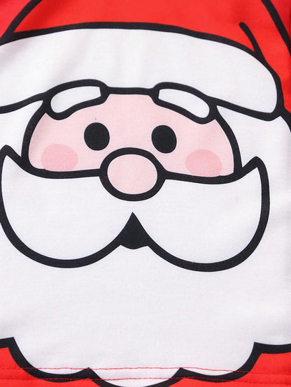 طقم بدلة سانتا كلوز للملابس 2قطعة للأطفال الرضع والأولاد باللون الأحمر بأكمام طويلة وبنطال للحفلات والمعمودية