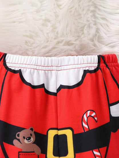 طقم بدلة سانتا كلوز للملابس 2قطعة للأطفال الرضع والأولاد باللون الأحمر بأكمام طويلة وبنطال للحفلات والمعمودية