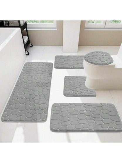 حصيرة أرضية مخملية بنمط الصخور الرمادية لامعة