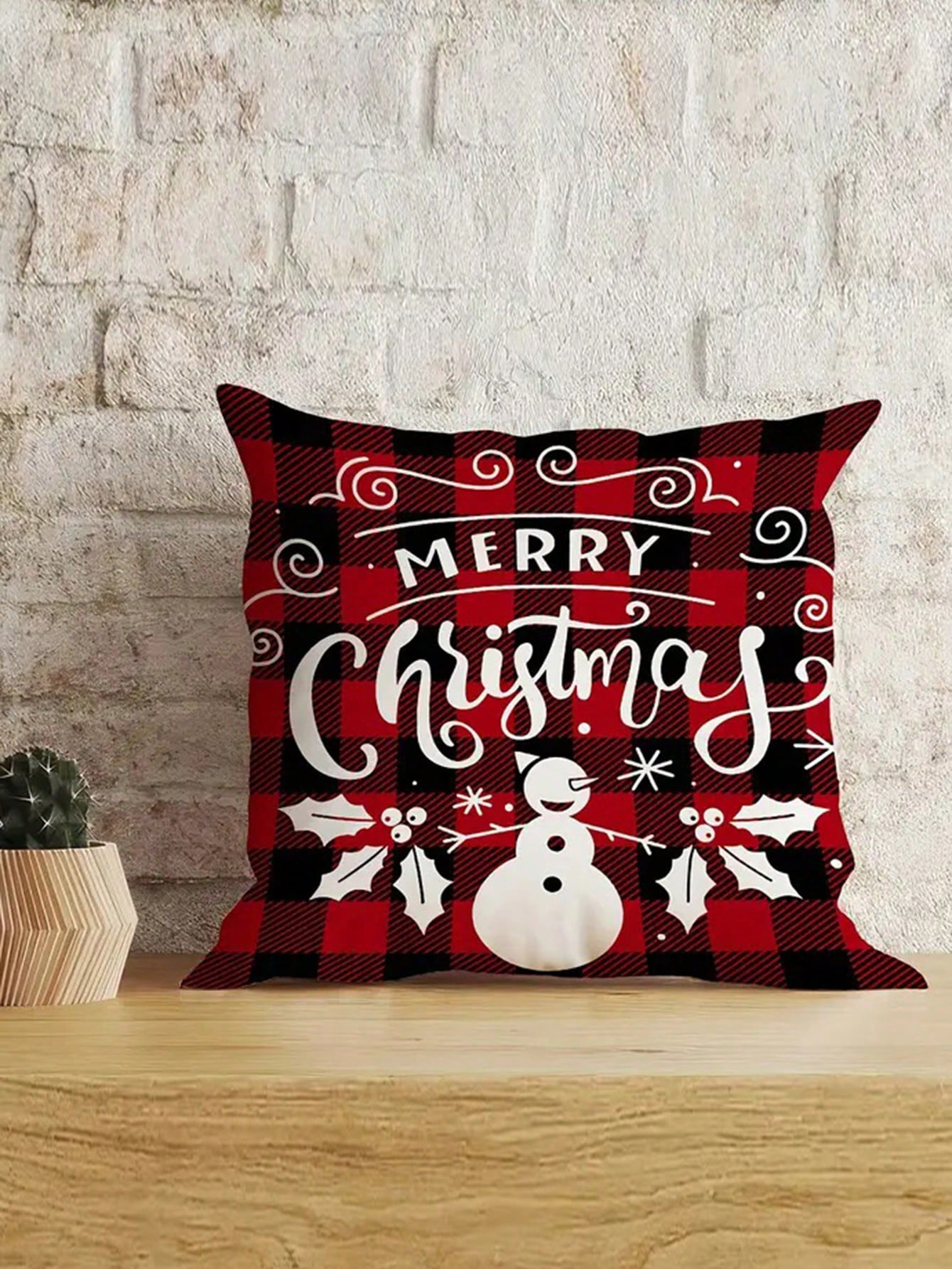 طقم 4قطع من أغطية الوسائد فائقة اللين للكريسماس - تصميم الرنة والشجرة ، طباعة أحادية الجانب