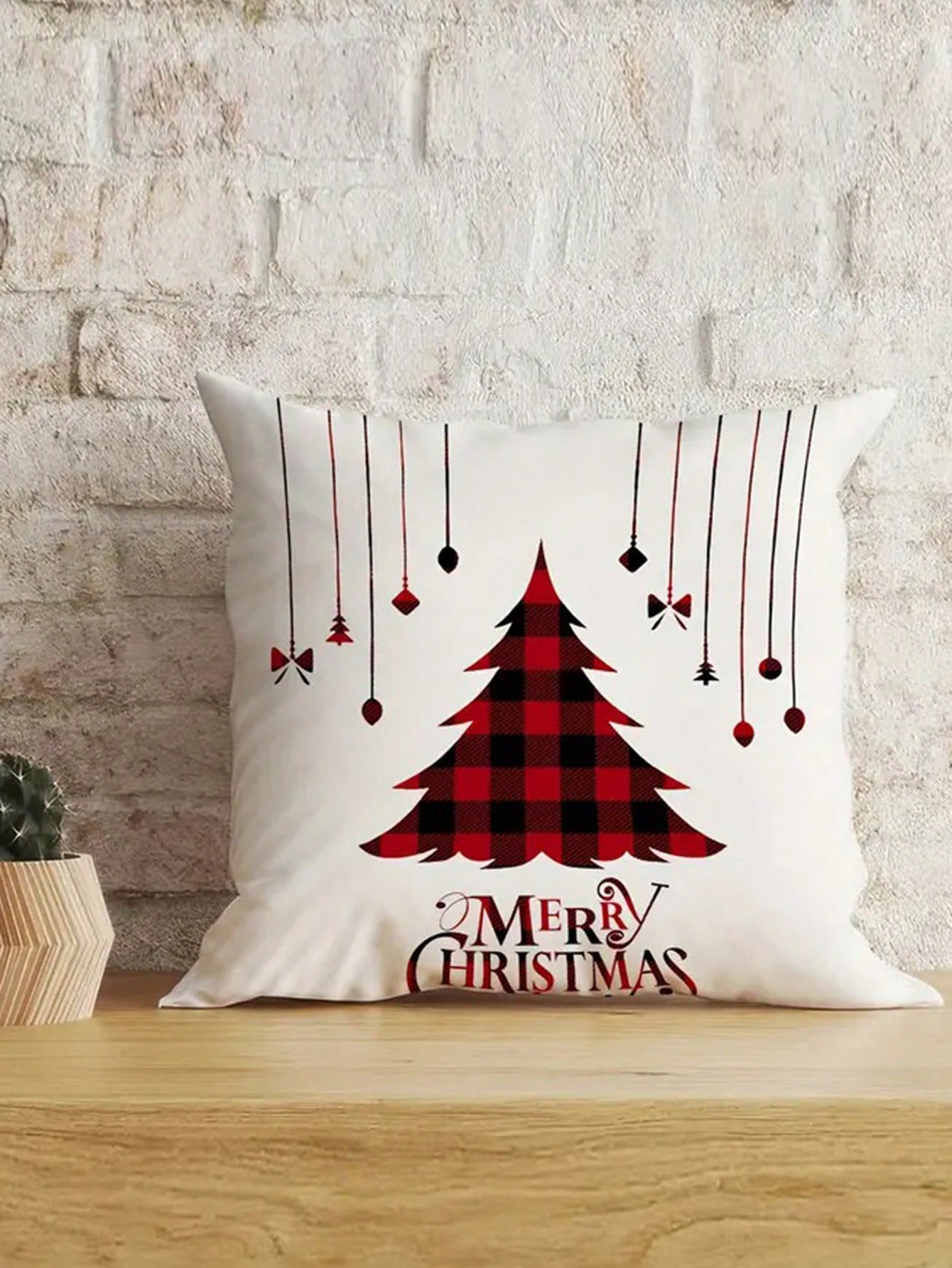 طقم 4قطع من أغطية الوسائد فائقة اللين للكريسماس - تصميم الرنة والشجرة ، طباعة أحادية الجانب