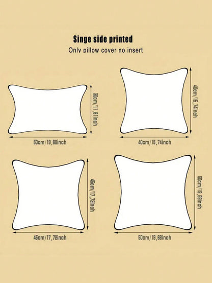 طقم 4قطع من أغطية الوسائد فائقة اللين للكريسماس - تصميم الرنة والشجرة ، طباعة أحادية الجانب