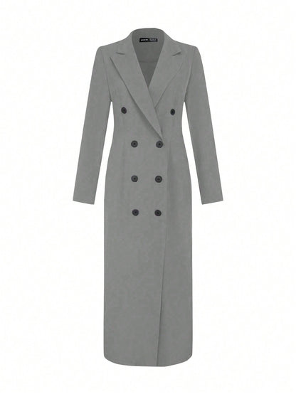 جاكيت نسائية كاجوال طويلة الأكمام بياقة وأزرار أمامية