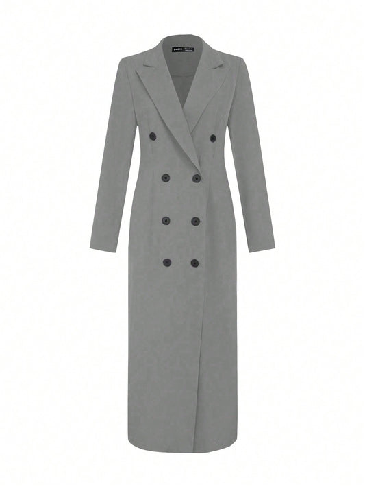 جاكيت نسائية كاجوال طويلة الأكمام بياقة وأزرار أمامية