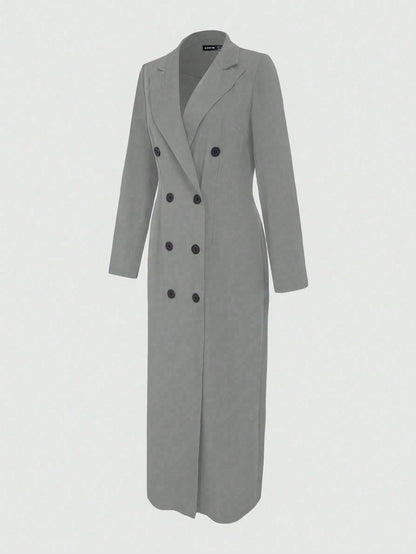 جاكيت نسائية كاجوال طويلة الأكمام بياقة وأزرار أمامية