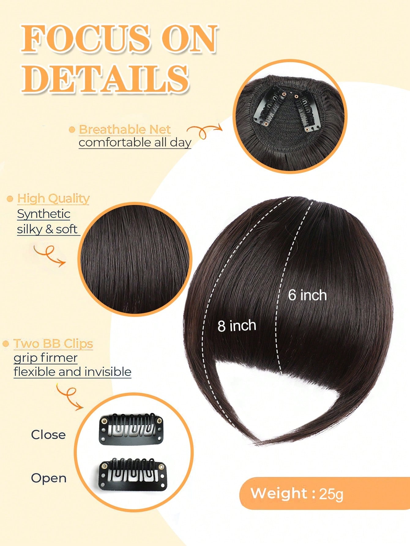 مشبك شعر لعقدة الغرة الاصطناعية الفرنسية سهل الاستخدام