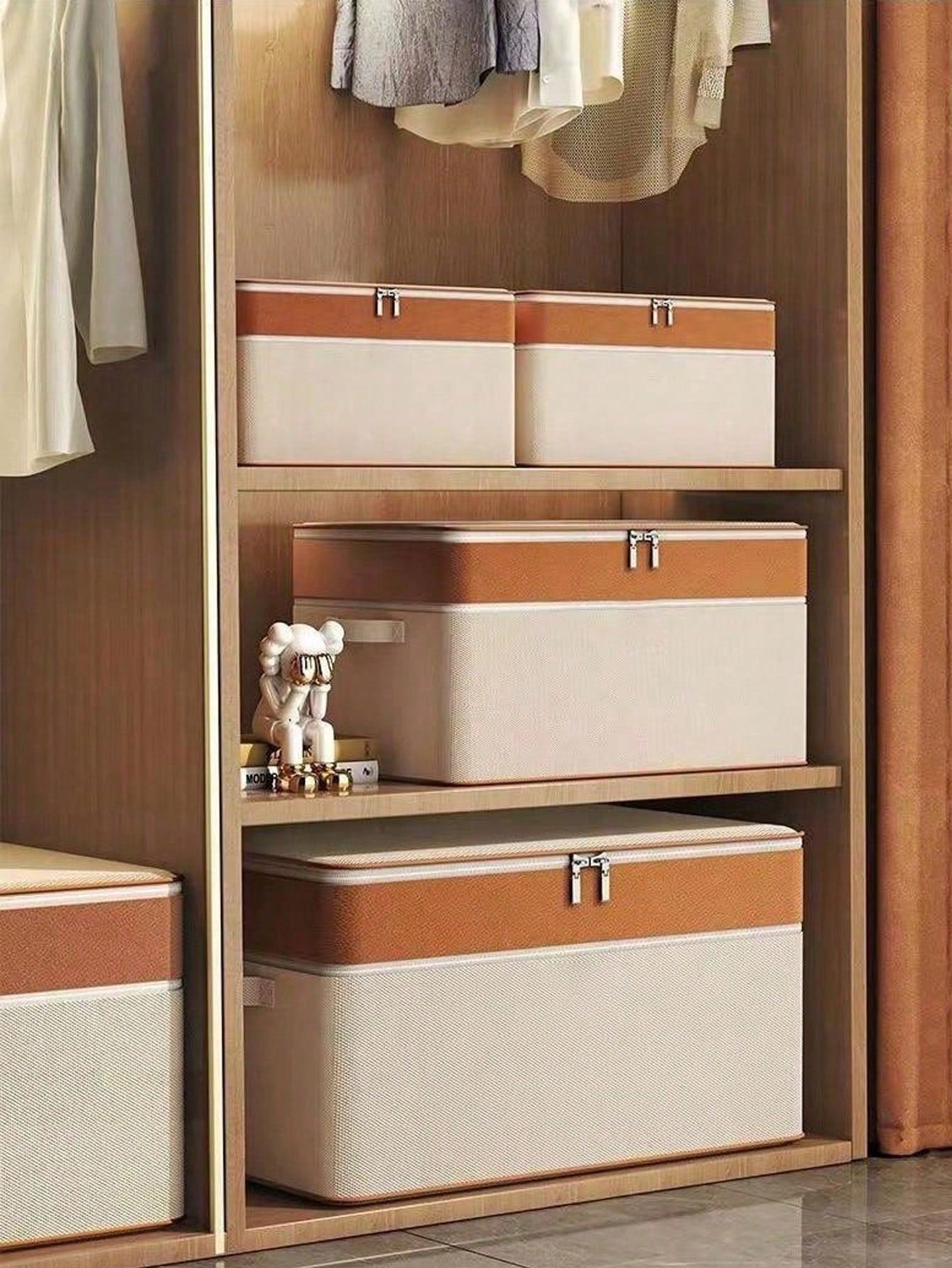 قطعة واحدة من صندوق تخزين القماش الصلب القابل للطي مع لوح PP مدمج، محمول للسيارة والتخييم والنزهة وتخزين المنزل، مناسب للملابس والفراش والمتنوعات و3 خيارات للحجم ومقبض للحمل