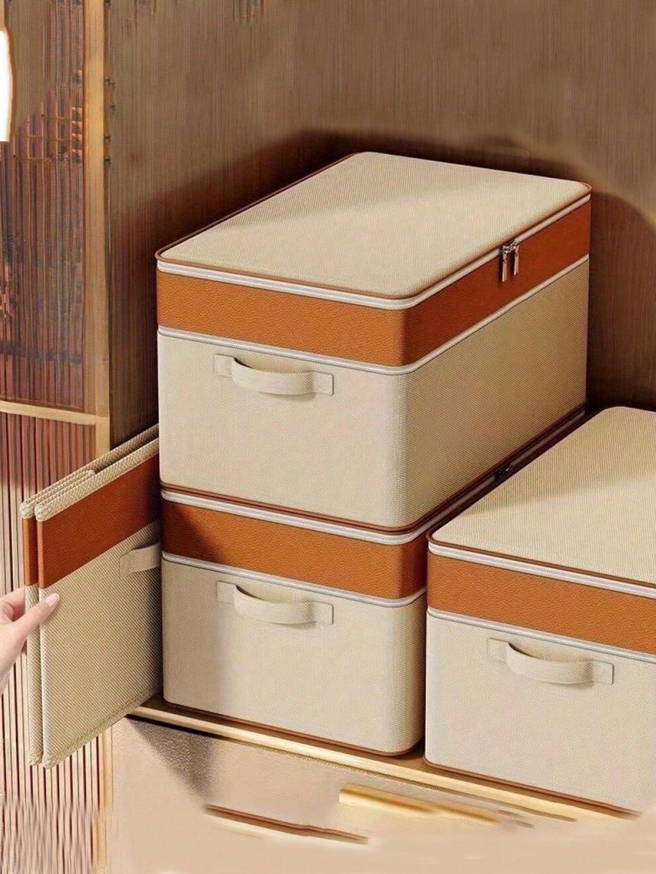 قطعة واحدة من صندوق تخزين القماش الصلب القابل للطي مع لوح PP مدمج، محمول للسيارة والتخييم والنزهة وتخزين المنزل، مناسب للملابس والفراش والمتنوعات و3 خيارات للحجم ومقبض للحمل