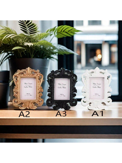 قطعة إطار صور مستطيل منقوش بنقوش زهرية عتيق أوروبي