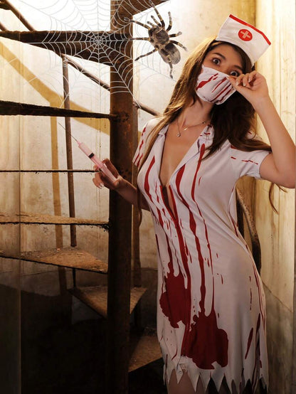 زي ممرضة + شريطة الرأس + قناع