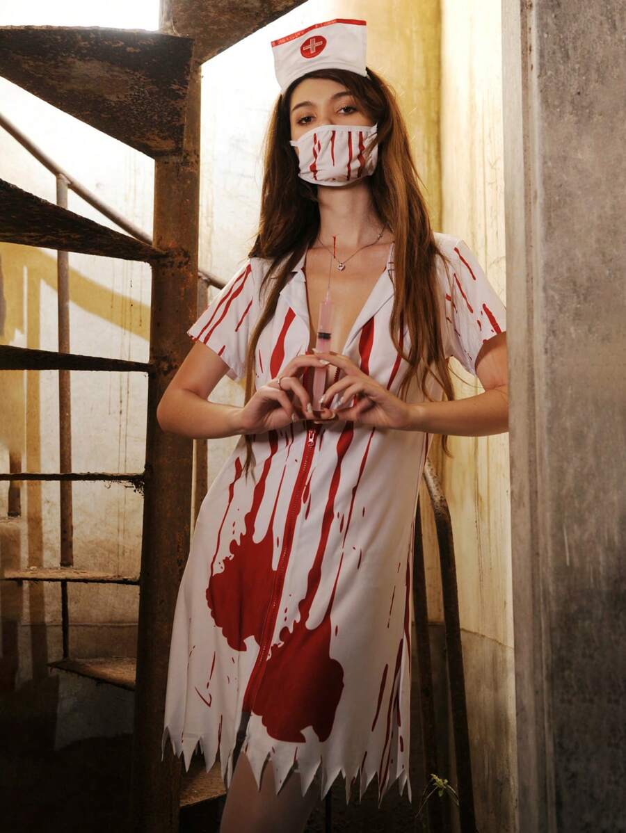 زي ممرضة + شريطة الرأس + قناع