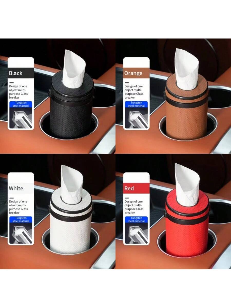 علبة مناديل متعددة الوظائف للسيارة، أنبوب منشفة ورقية دائري مع أداة كسر نافذة السيارة، اكسسوارات سيارة عالمية