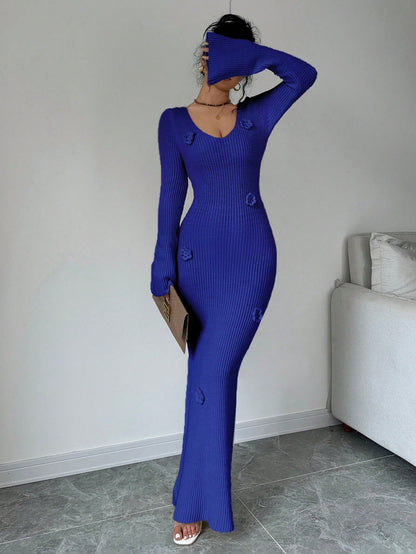 فستان بلوزة نسائي أنيق بأكمام تنفير زهرية ثلاثية الأبعاد