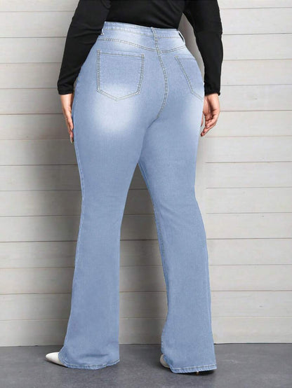 بناطيل جينز واسعة طويلة للسيدات حجم كبير