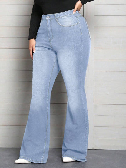 بناطيل جينز واسعة طويلة للسيدات حجم كبير