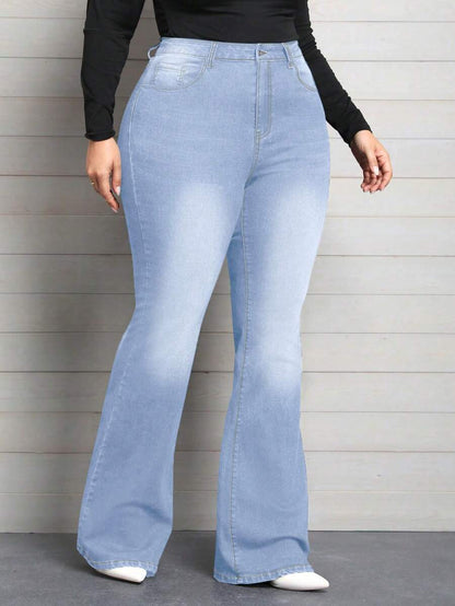 بناطيل جينز واسعة طويلة للسيدات حجم كبير