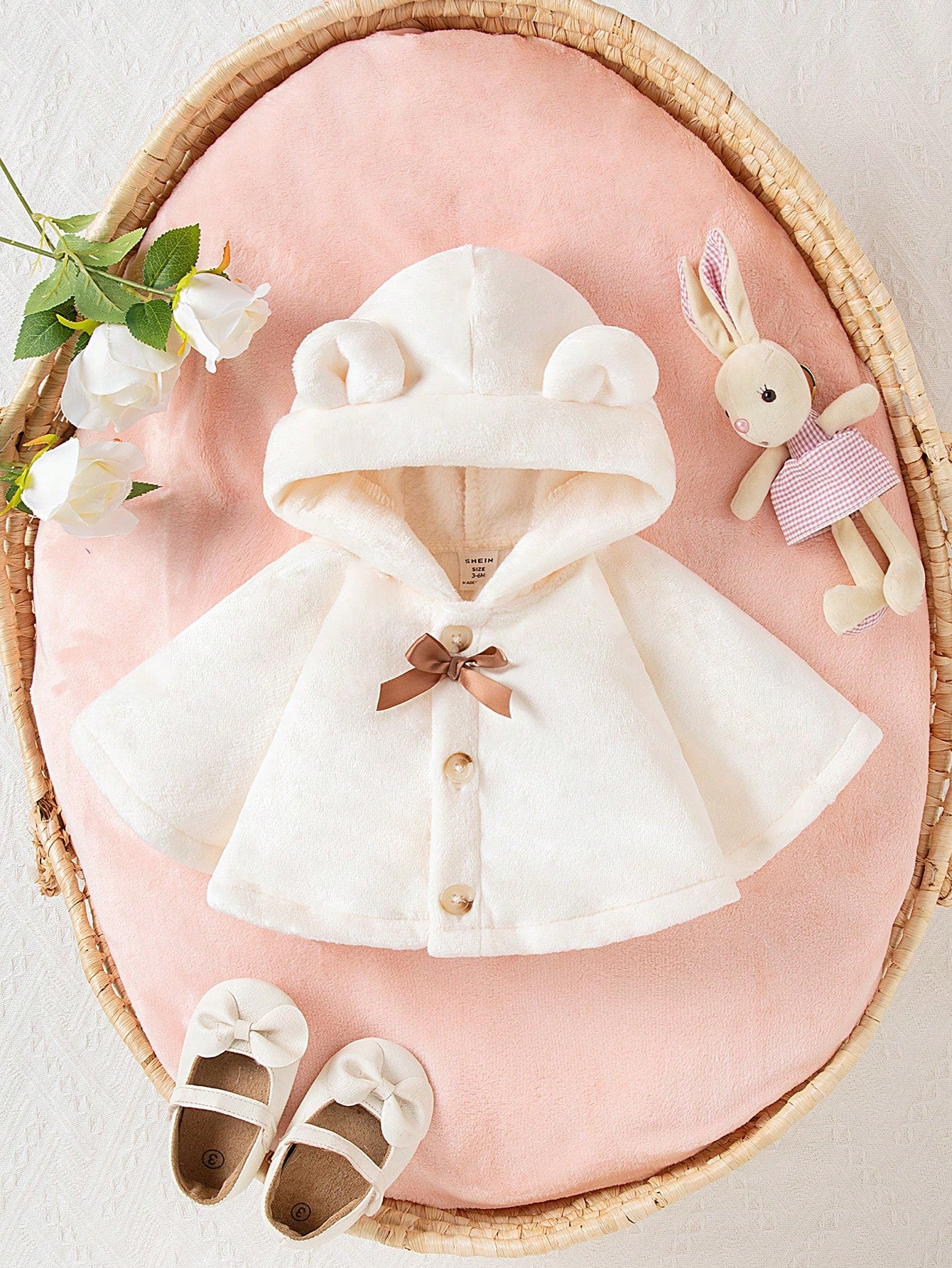 كاب بغطاء من الفرو للبنات من عمر 24-2 شهر، سميك وناعم للخريف والشتاء