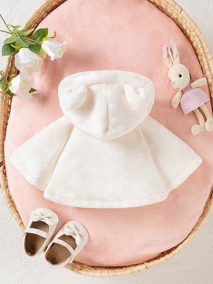 كاب بغطاء من الفرو للبنات من عمر 24-2 شهر، سميك وناعم للخريف والشتاء