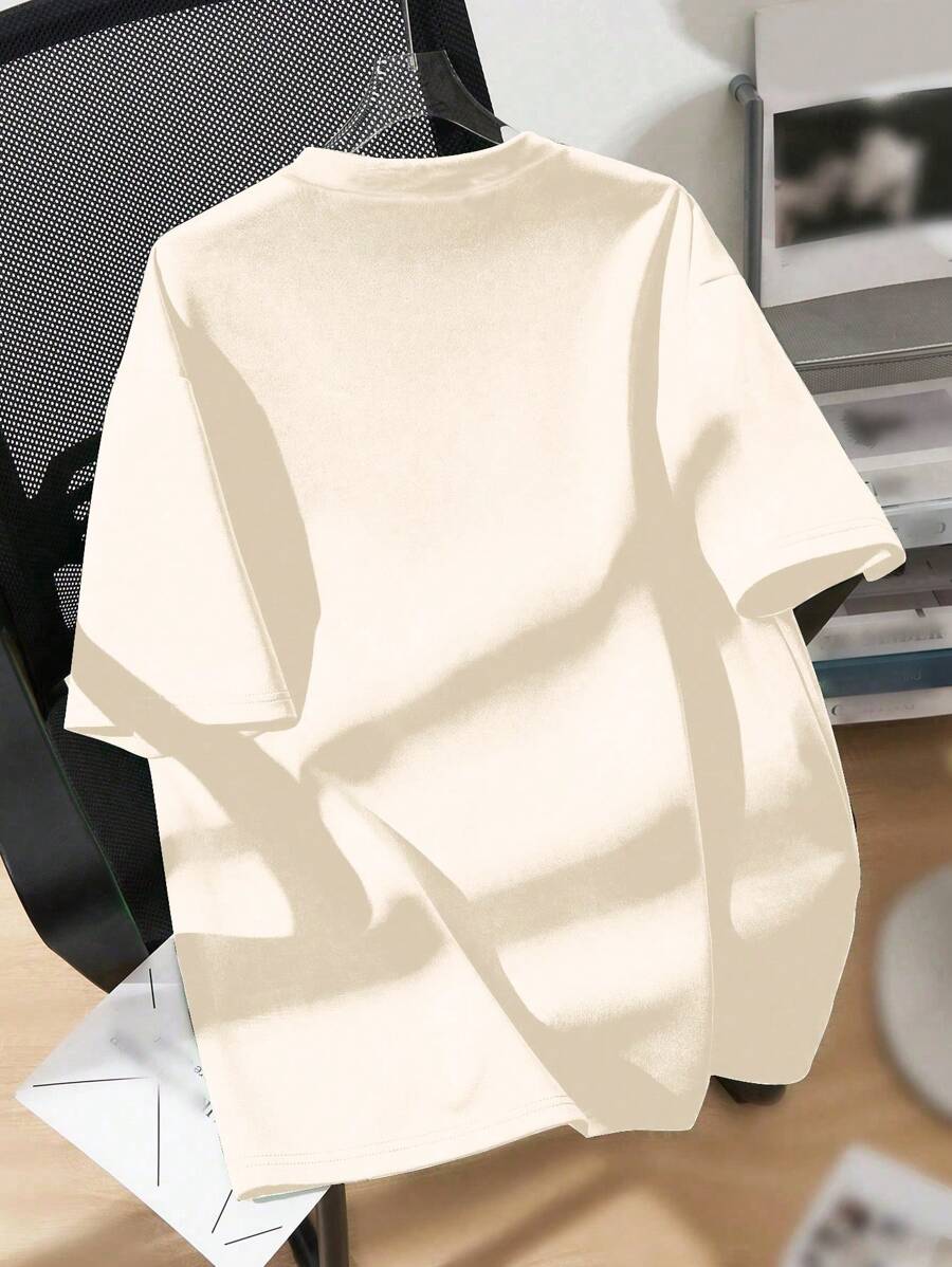 تي شيرت كاجوال بأكمام قصيرة وياقة مستديرة مطبوع عليه حرف للمراهقين في الصيف