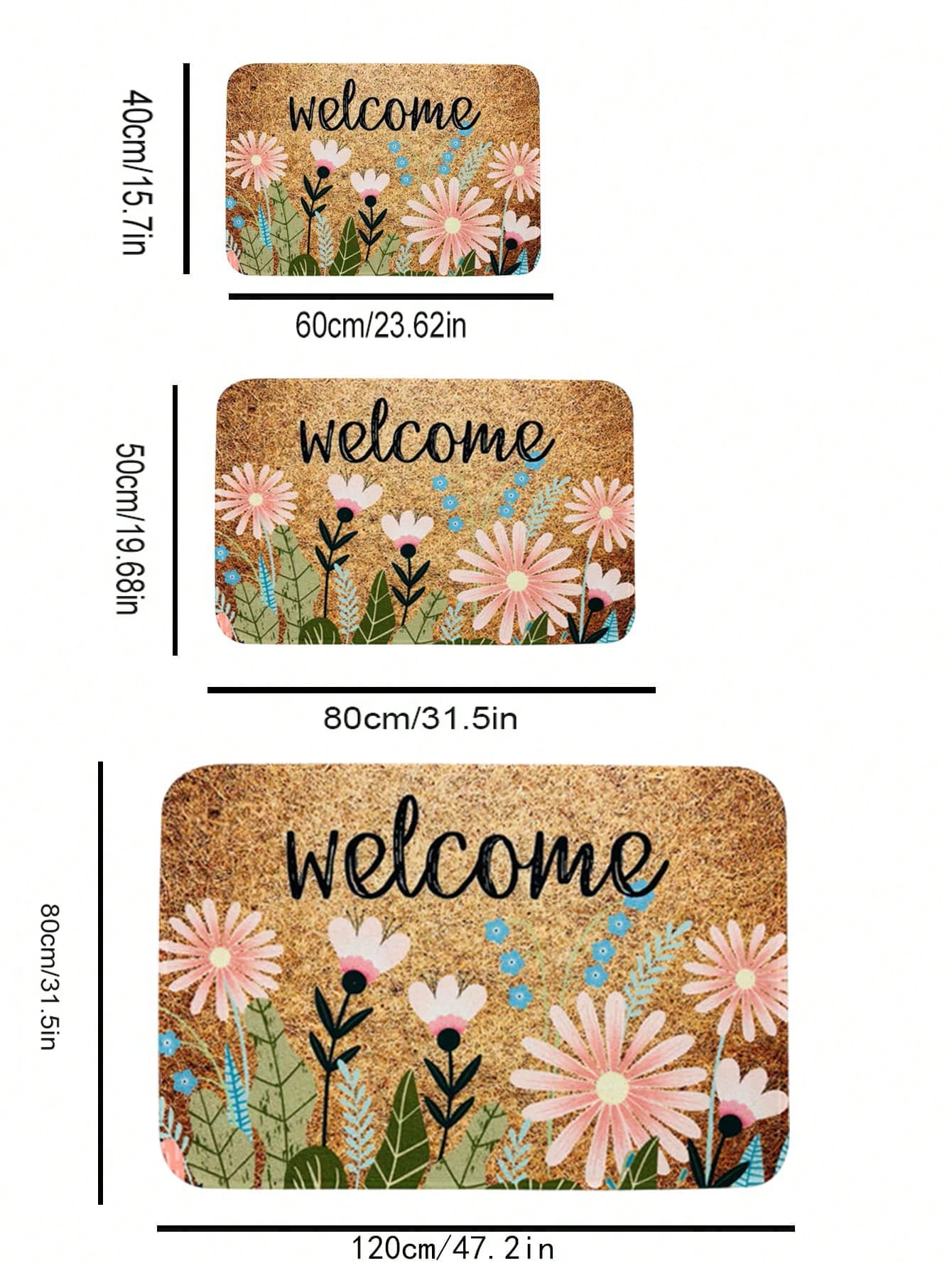 سجادة بوليستر أنيقة برسومات الزهور والأحرف لديكور المنزل