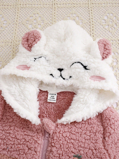 طقم 2 قطعة من الأذن المكونة من هودي كرتوني فاخر ذو ألوان مختلفة وحقيبة متقاطعة للبنات الصغار