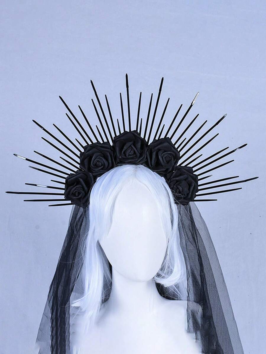 قطعة واحدة من إكسسوارات عصابة رأس هيكل عظمي سوداء للهالوين