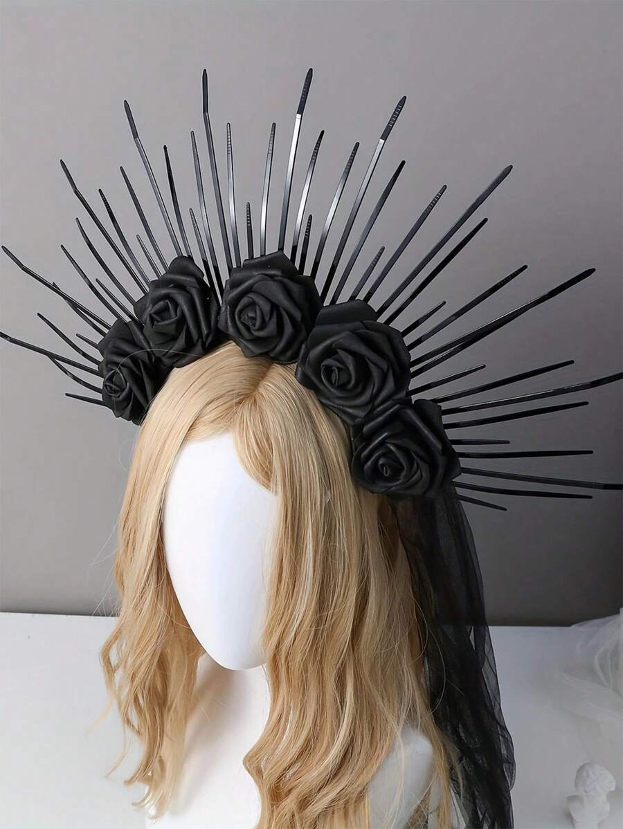 قطعة واحدة من إكسسوارات عصابة رأس هيكل عظمي سوداء للهالوين