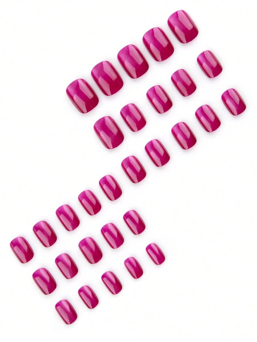 طقم 24 قطعة من أظافر بلاستيكية وهمية مربعة