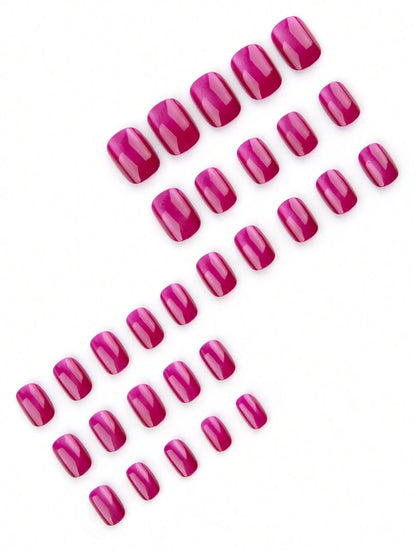 طقم 24 قطعة من أظافر بلاستيكية وهمية مربعة