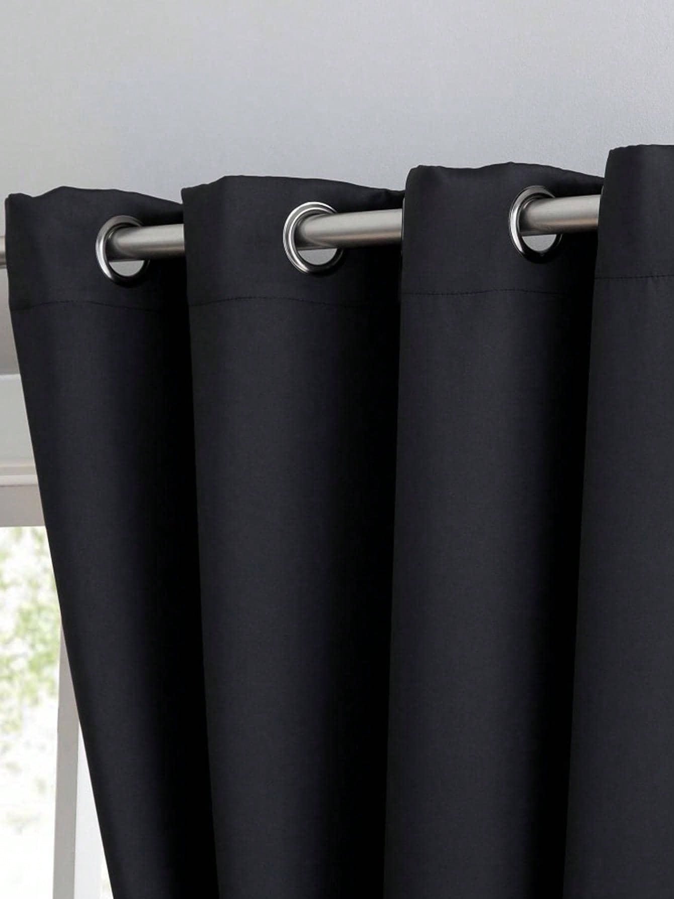 ستار موحد اللون أسود البوليستر