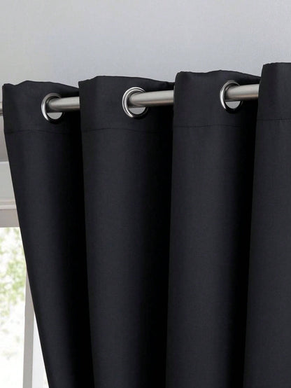 ستار موحد اللون أسود البوليستر