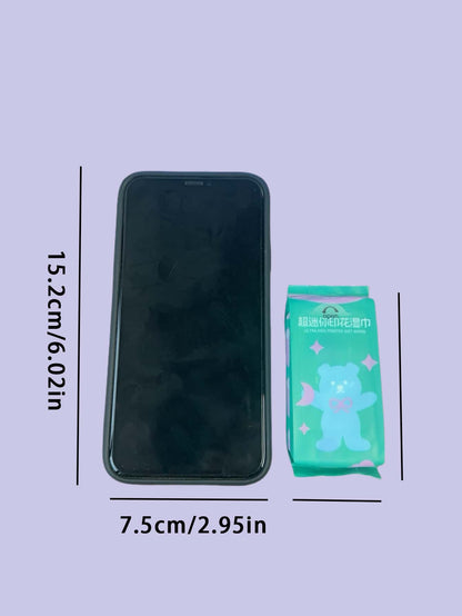 عبوة واحدة من المناديل المبللة المطبوعة الميني، مناديل مبللة ناعمة ذات طباعة زرقاء، مناسبة للسفر، ضرورية للمنزل (كل عبوة فردية صغيرة!)