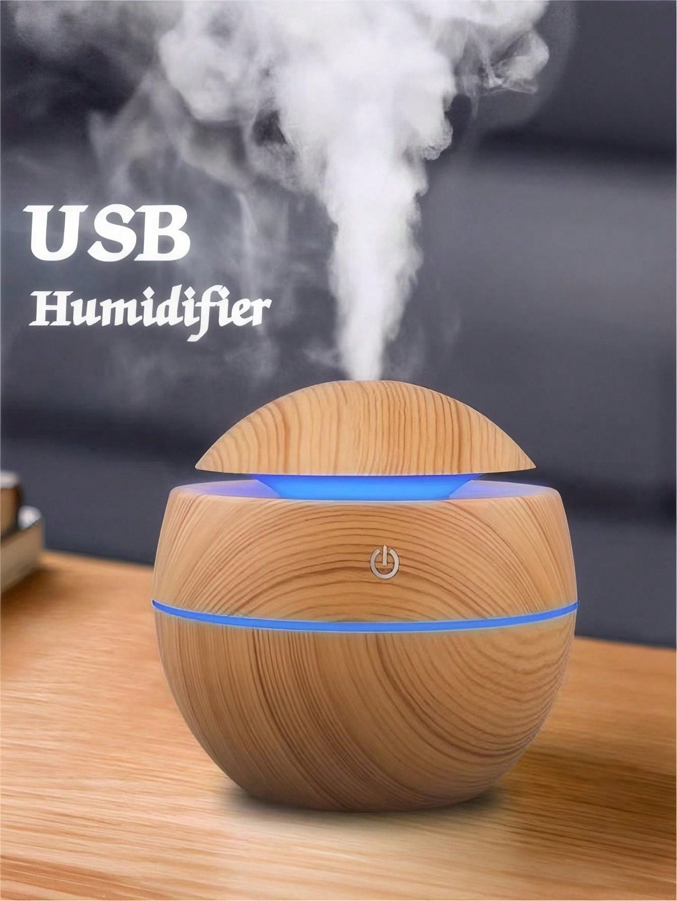 جهاز ترطيب فطري بسعة 200مل برسومات خشبية قطعة واحدة، جهاز نشر روائح محمول يعمل بالطاقة من خلال منفذ USB للمنزل وغرفة النوم