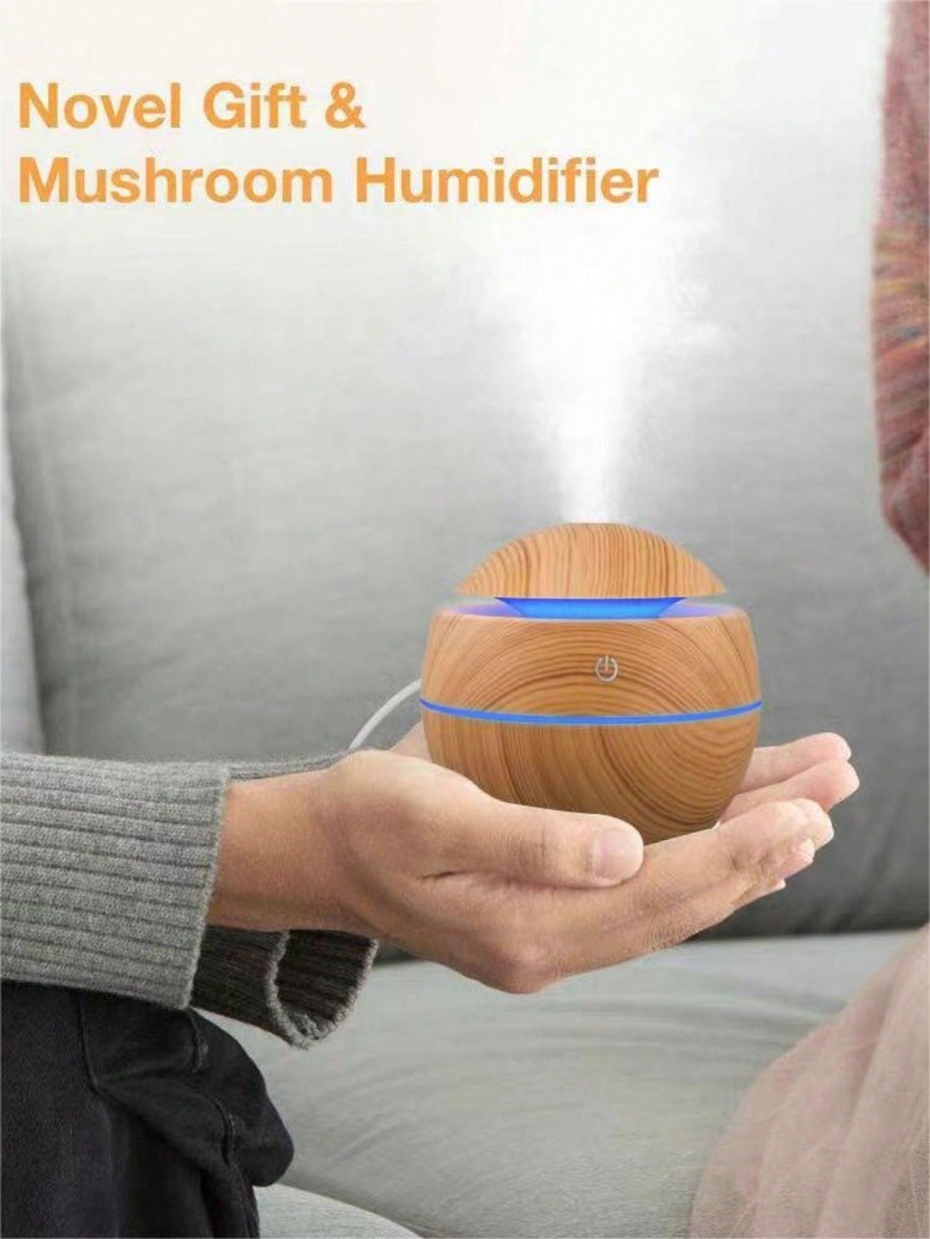 جهاز ترطيب فطري بسعة 200مل برسومات خشبية قطعة واحدة، جهاز نشر روائح محمول يعمل بالطاقة من خلال منفذ USB للمنزل وغرفة النوم