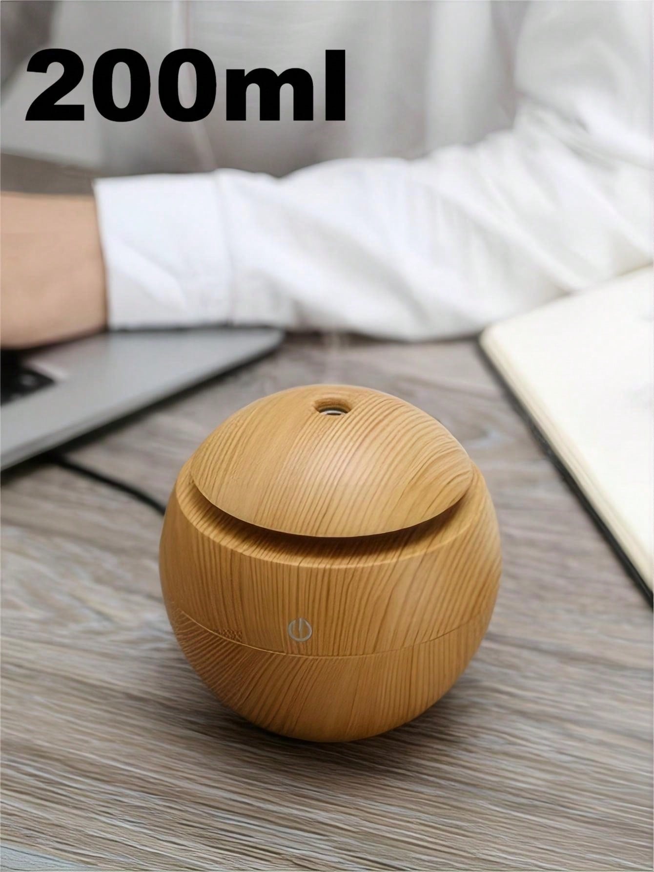 جهاز ترطيب فطري بسعة 200مل برسومات خشبية قطعة واحدة، جهاز نشر روائح محمول يعمل بالطاقة من خلال منفذ USB للمنزل وغرفة النوم