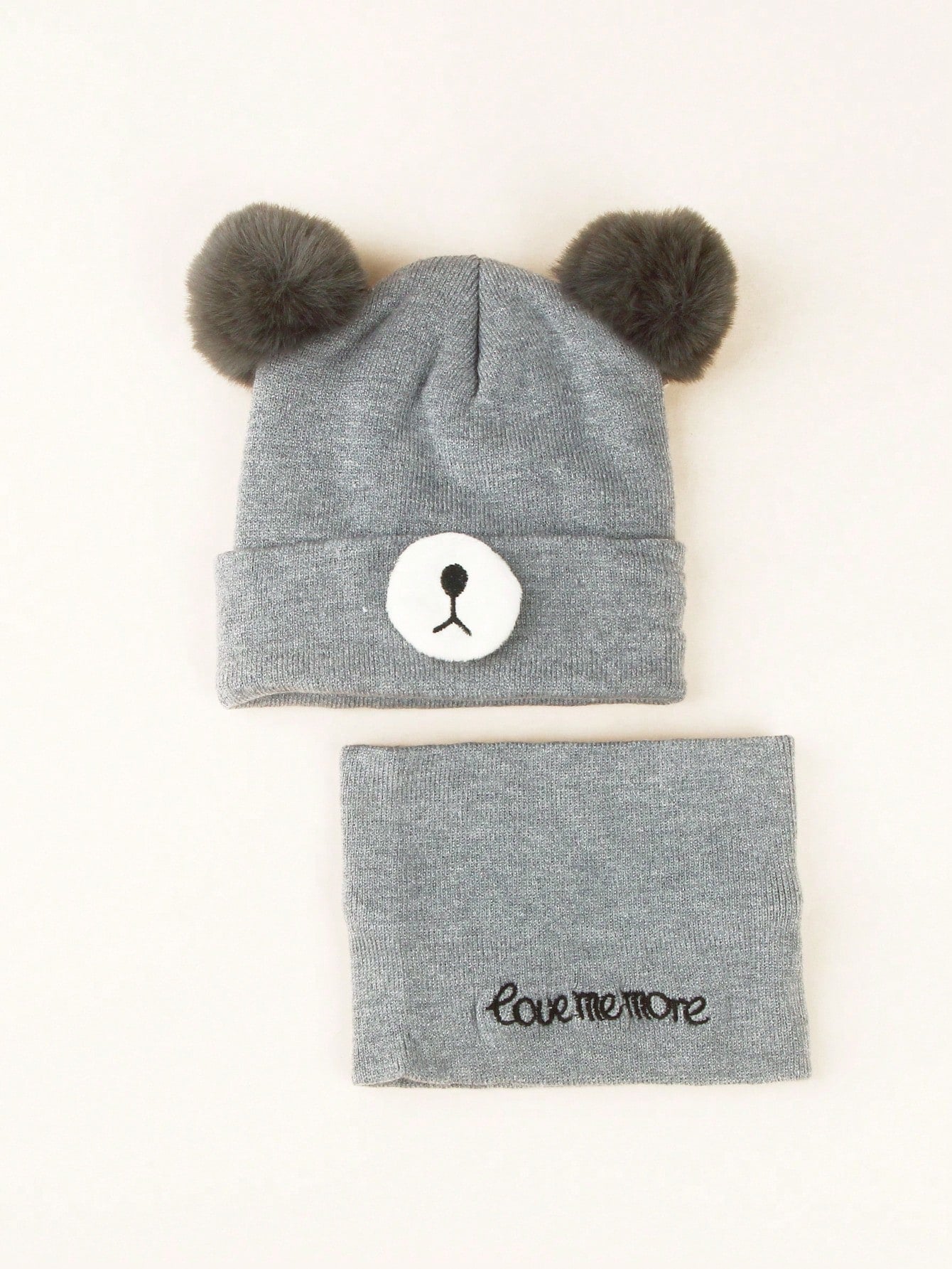 مجموعة قبعة وأوشحة مطرزة بالدب للأطفال الرضع والصغار 0-3 سنوات، لحفظ الدفء، قطعتان