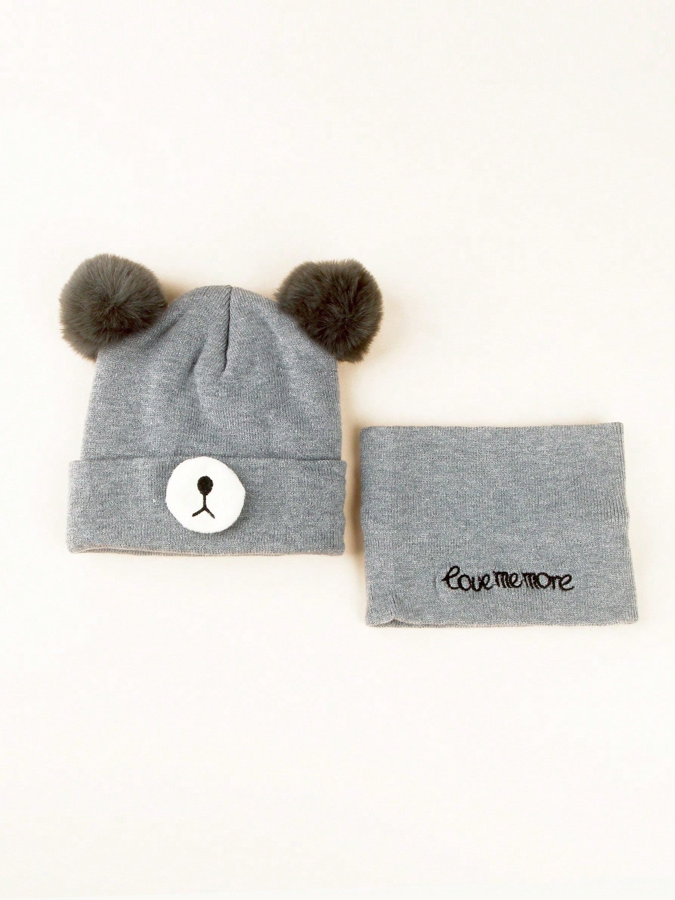 مجموعة قبعة وأوشحة مطرزة بالدب للأطفال الرضع والصغار 0-3 سنوات، لحفظ الدفء، قطعتان