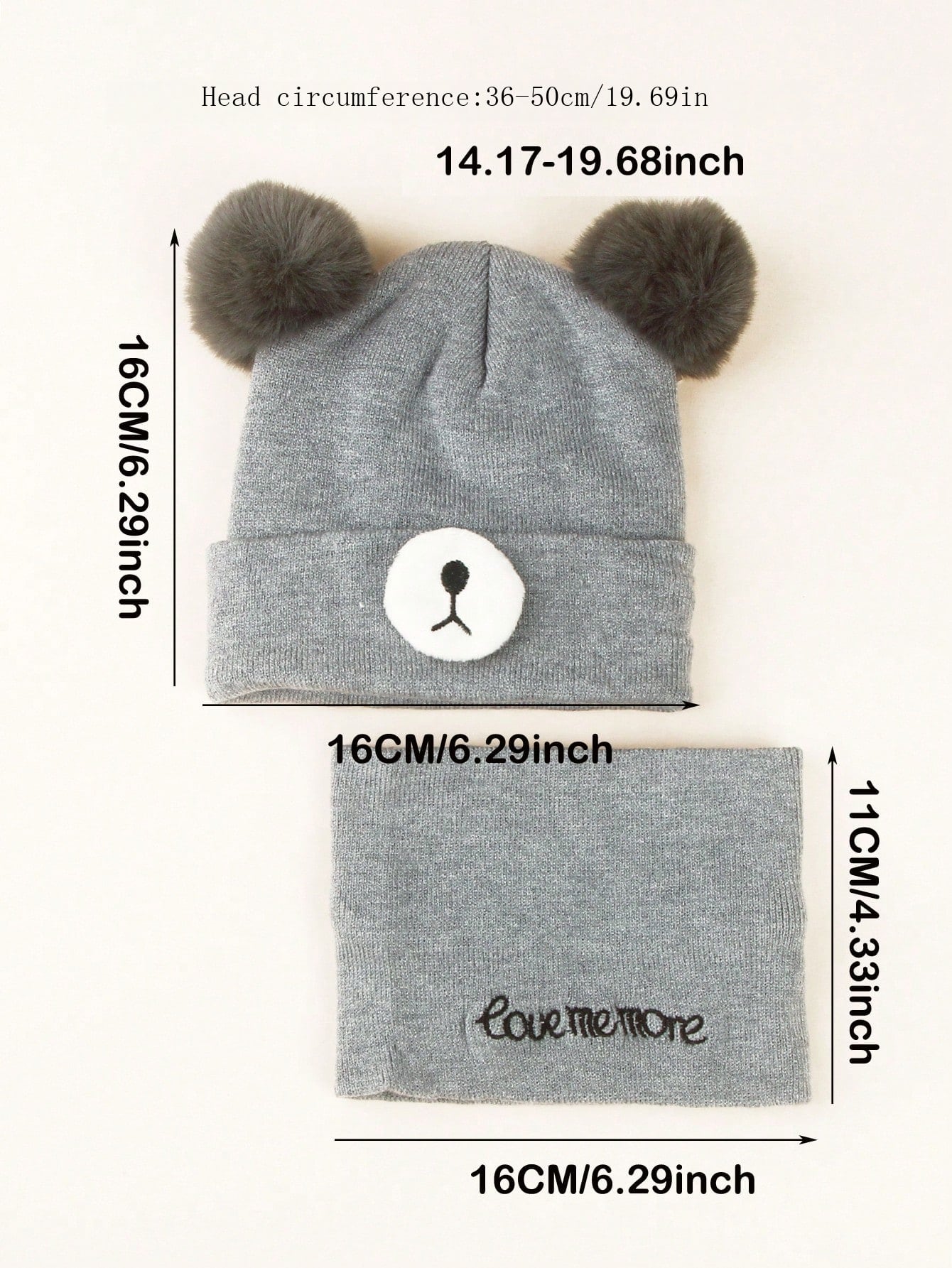 مجموعة قبعة وأوشحة مطرزة بالدب للأطفال الرضع والصغار 0-3 سنوات، لحفظ الدفء، قطعتان