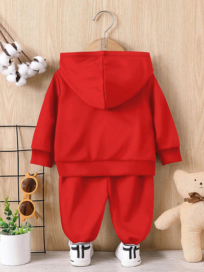 مجموعة كاجوال محبوكة مبطنة بالحرارة، فضفاضة المقاس، مع رسوم لاعب كرة السلة وطفل رضيع، مناسبة للخريف/الشتاء