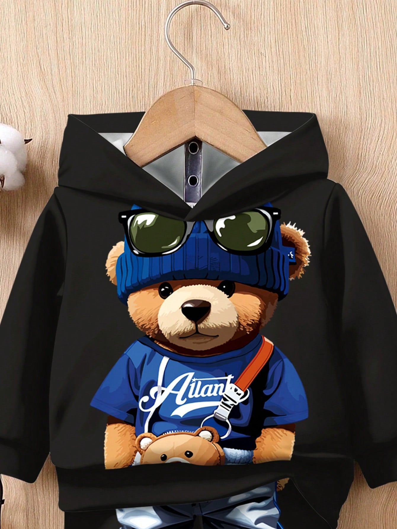 طقم من البلوفر والبنطلون الناعم المصنوع من الصوف وبخامة فليس للأطفال الصغار، مناسب للموسم الانتقالي من الخريف إلى الشتاء