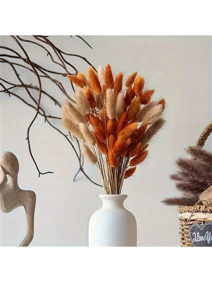 باقة من أوراق  المجففة 220 قطعة، 17.3 بوصة (حوالي 44 سم)، باقة ذيل الأرنب، نمط بوهيمي للديكور الزفاف والمنزل وطاولة العشاء والحفلات