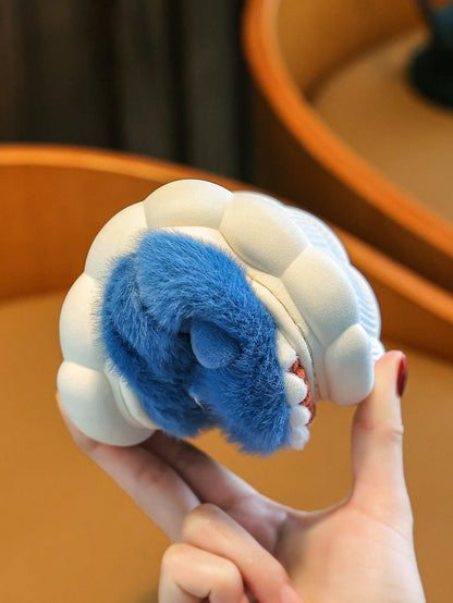 زوج نعال وشبشب فرو قطيفة بشكل سمكة قرش جميلة للأولاد، مناسبة للاستخدام في الشتاء