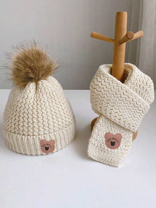 طقم 3قطع من القبعة والوشاح والقفازات للأطفال 2 قطعة