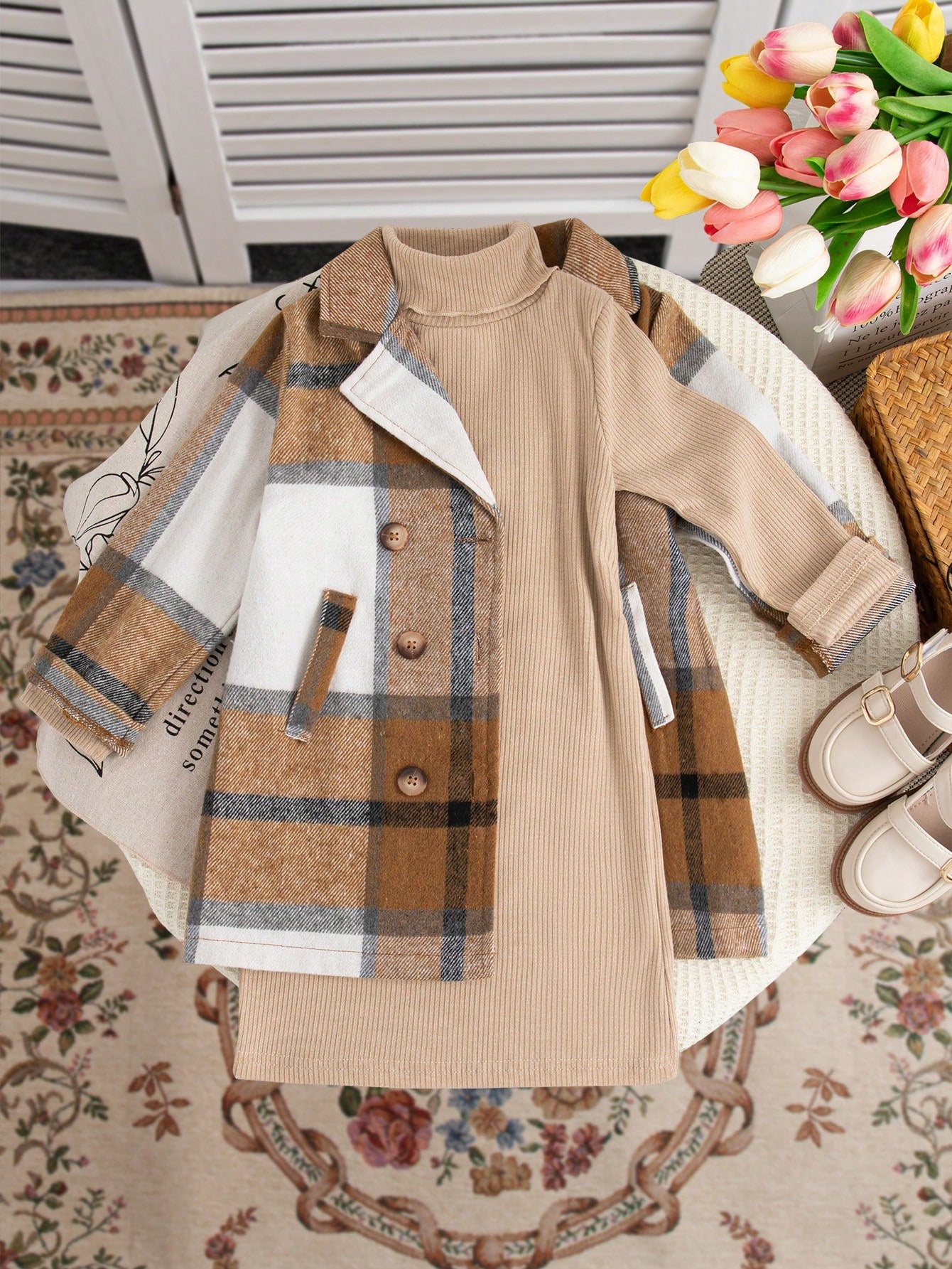 طقم كنزة وسترة صوفية جديدة