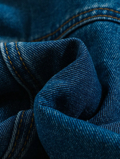 معطف تيدي للأطفال الصغار من الجينز والفليس اللين والناعم، ذو ياقة واقية، أكمام طويلة، بطانة حرارية، لملابس الخريف/الشتاء للأولاد الصغار