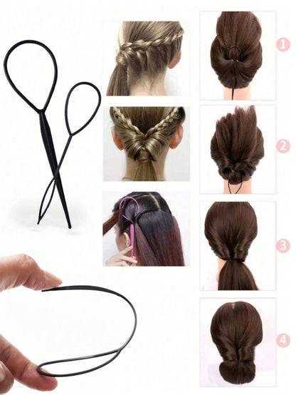 مجموعة أدوات تصفيف الشعر الأسود 6 قطع ، بما في ذلك صانع الكعكة وزهرة الشعر ولف كعكة الشعر وعصا الشعر ومشط الشعر ومشبك الشعر