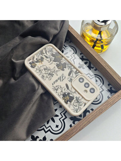 غطاء واقٍ للهاتف ممتلئ ومضاد للصدمات، ذو تصميم متدرج مع طباعة الزهور والنباتات