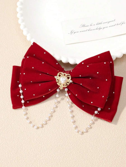 قطعة واحدة مشبك شعر مزين بفراشة مرصع بالكريستال واللؤلؤ للفتيات