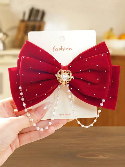 قطعة واحدة مشبك شعر مزين بفراشة مرصع بالكريستال واللؤلؤ للفتيات